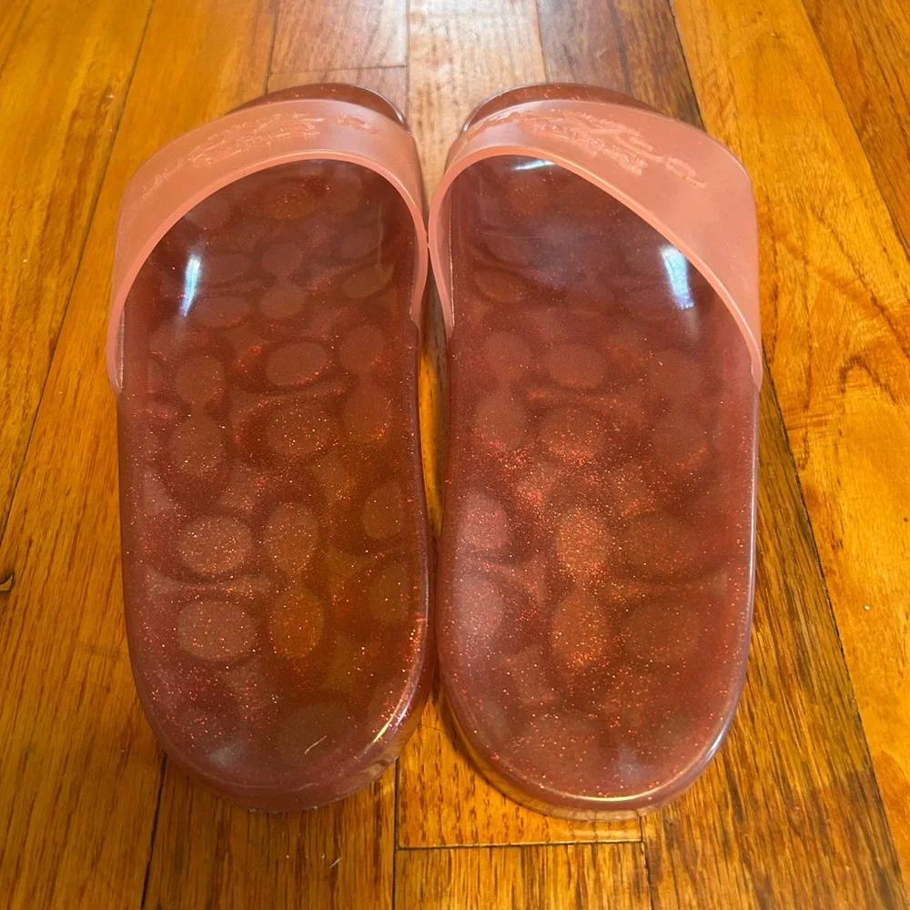 Coach Glittery Pink Slides - Picture 2 of 3